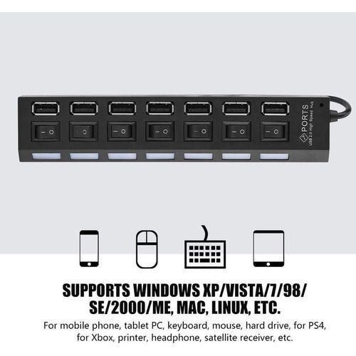 White Label 7 Port Hub USB 2.0 480Mbsp - Black Item | Buy White Label 7 Port Hub USB 2.0 480Mbsp - Black | SPOP Enterprise Global